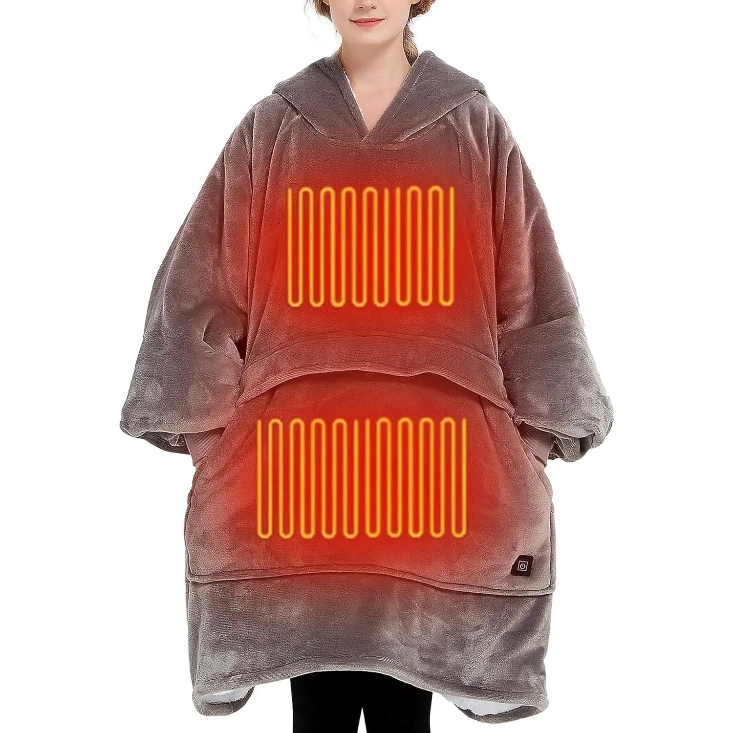 Heated Electric Wearable Blanket Throw  Operated Portable USB Cordless Outdoor Hoodie Sweatshirt