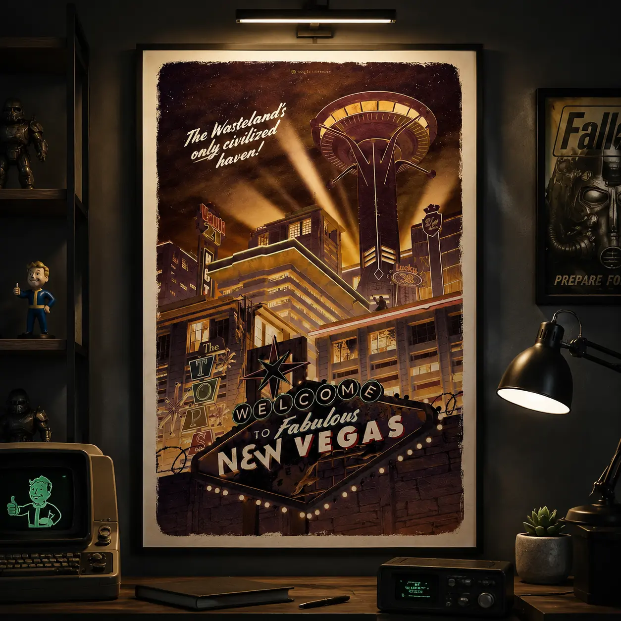 New Vegas Fallout Travel Poster, New Vegas Retro Fallout Vintage Travel Game Posters Modern Home Decor Modern Home Decoration game wall poster custom gaming poster vintage style home decor home decor wall art