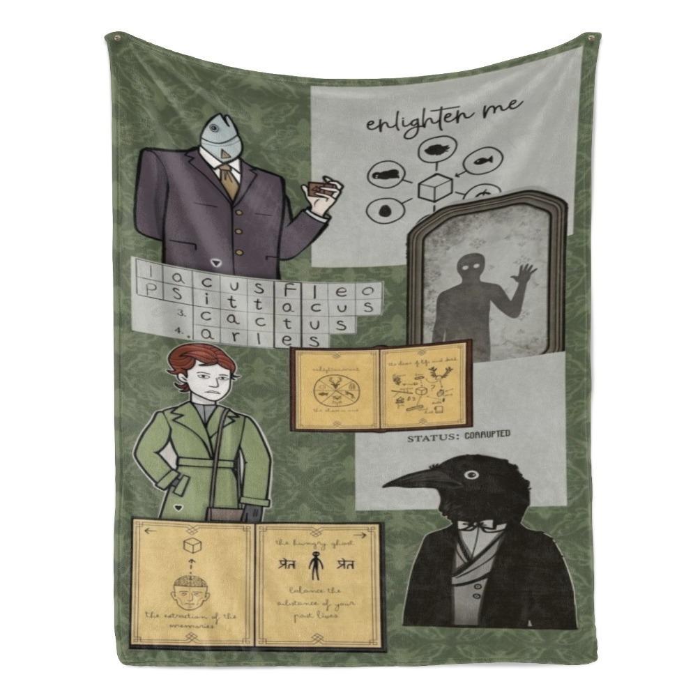 Rusty Lake Theme Flannel Blanket Surreal Mystery Game Throw Soft Cozy Plush Blanket for Couch Sofa Bed Indie Puzzle Art Aesthetic Home Decor Lightweight Travel Blanket Gamer Fan Collection Gift All Season Comfort Decorative Bed Cover