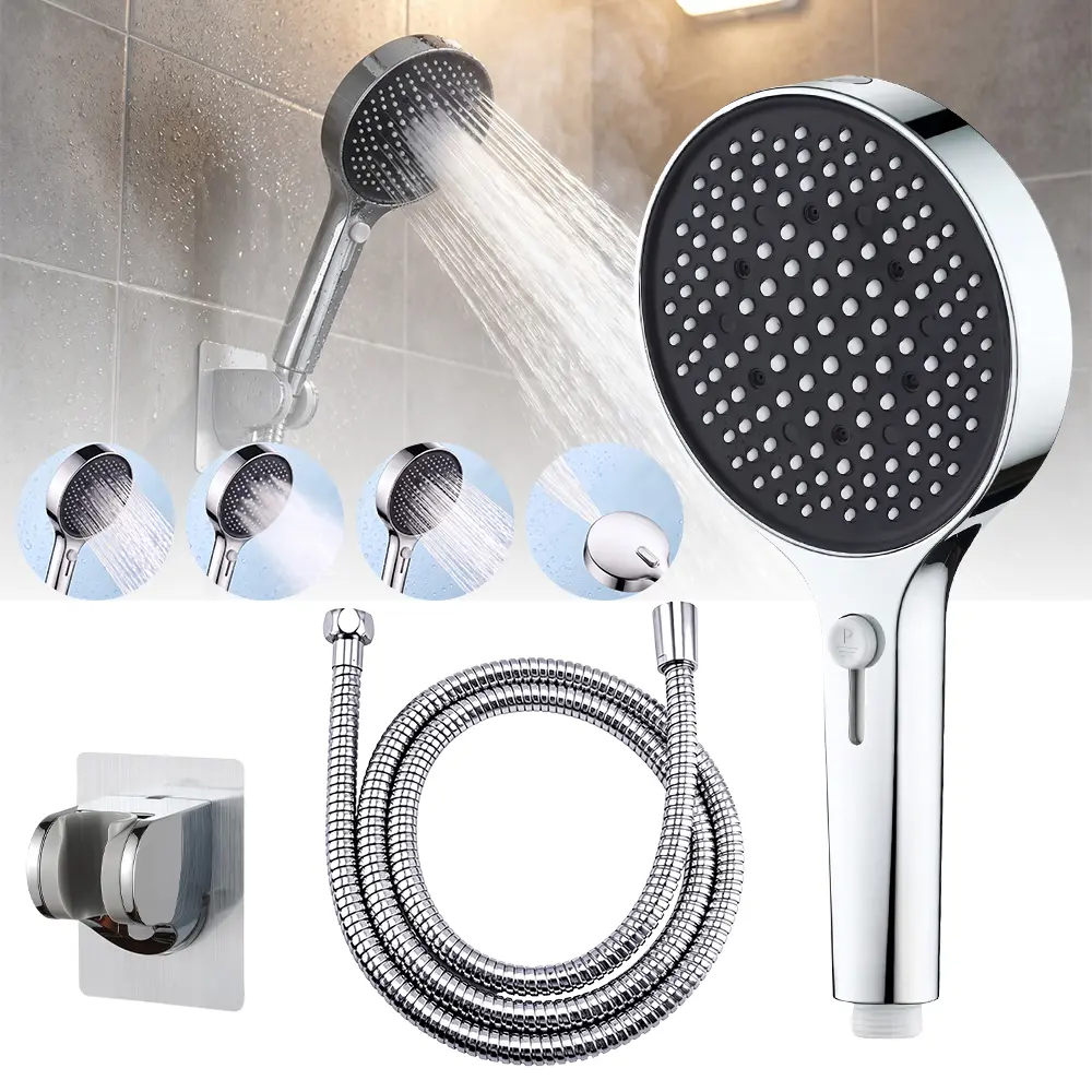 Handheld Shower Head with Filter, High Pressure Shower Head with 59-Inch Stainless Steel Hose & Wall Mount, 8 Spray Modes + 2 Power Spray Settings, Anti-Clog Nozzles, Easy Installation