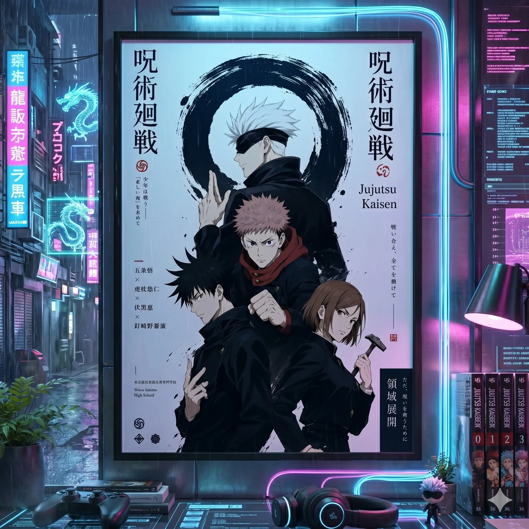 Jujutsu Kaisen Gojo Satoru Poster |     Minimal Anime Wall Art for Bedroom & Anime Room Decor
