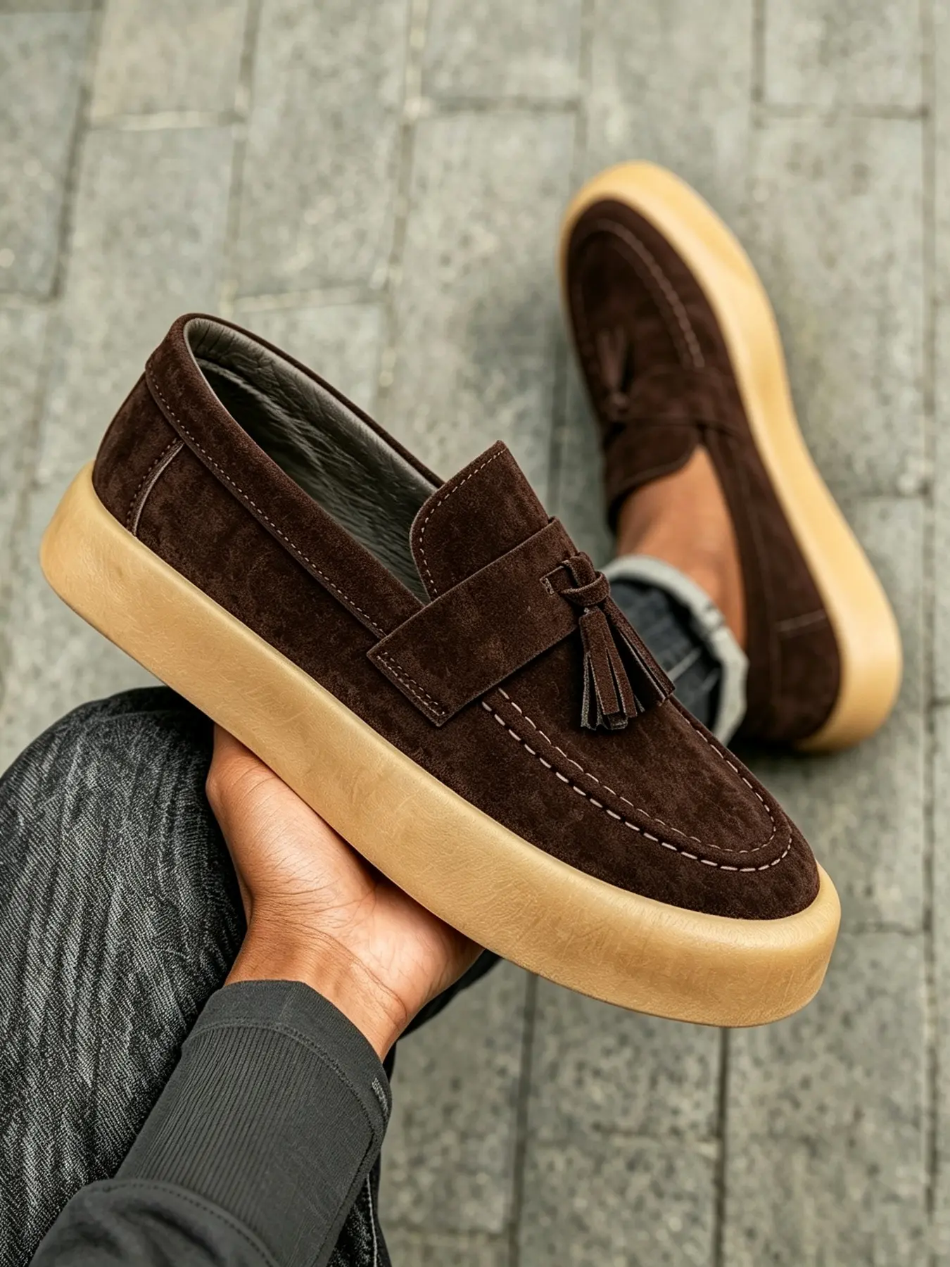 Men's Retro Vintage Lace-Up Loafers, Anti-Slip PVC Sole, Thick Rubber Bottom, Casual Walking Shoes, Two Colors Available, All-Season Footwear