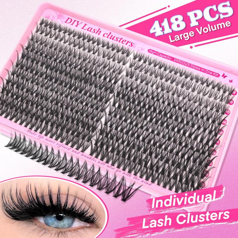 Individual False Eyelashes Kit, 1 Box Mixed Length D Curl with Lash Bond and Seal, Remover & Tweezers, Natural, Dense, Fluffy Eye Makeup Accessories, False Eyelashes Extensions for Women