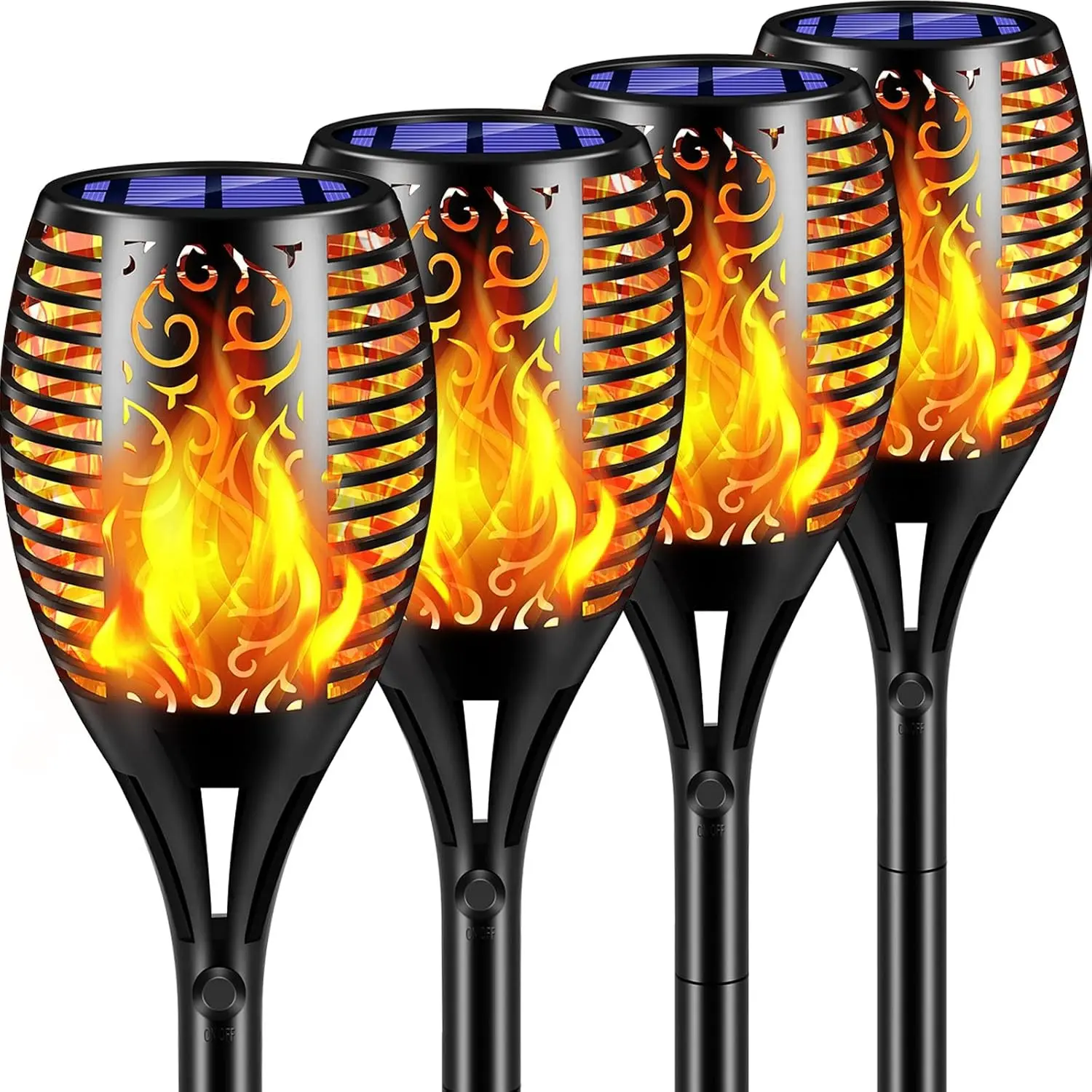 Solar Lights Outdoor 99 LED Higher & Larger Flickering Flame Solar Torch Lights 43" Waterproof Outdoor Lighting Solar Powered Pathway Walkway Lights for Outside Garden Patio Yard, 4Pack