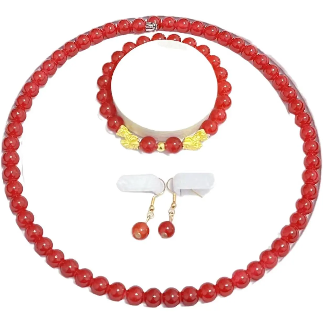Faux  Red Carnelian  Set Necklace Bracelet Earring Elegant Chunky Set Fashion Classic  for Women   for Birthday Valentine's Day Christmas  Year
