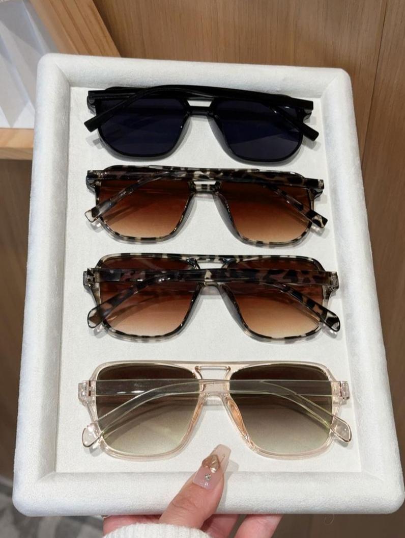 4-Pack Unisex Y2K Aviator Sunglasses - Vintage Square  display picture 1