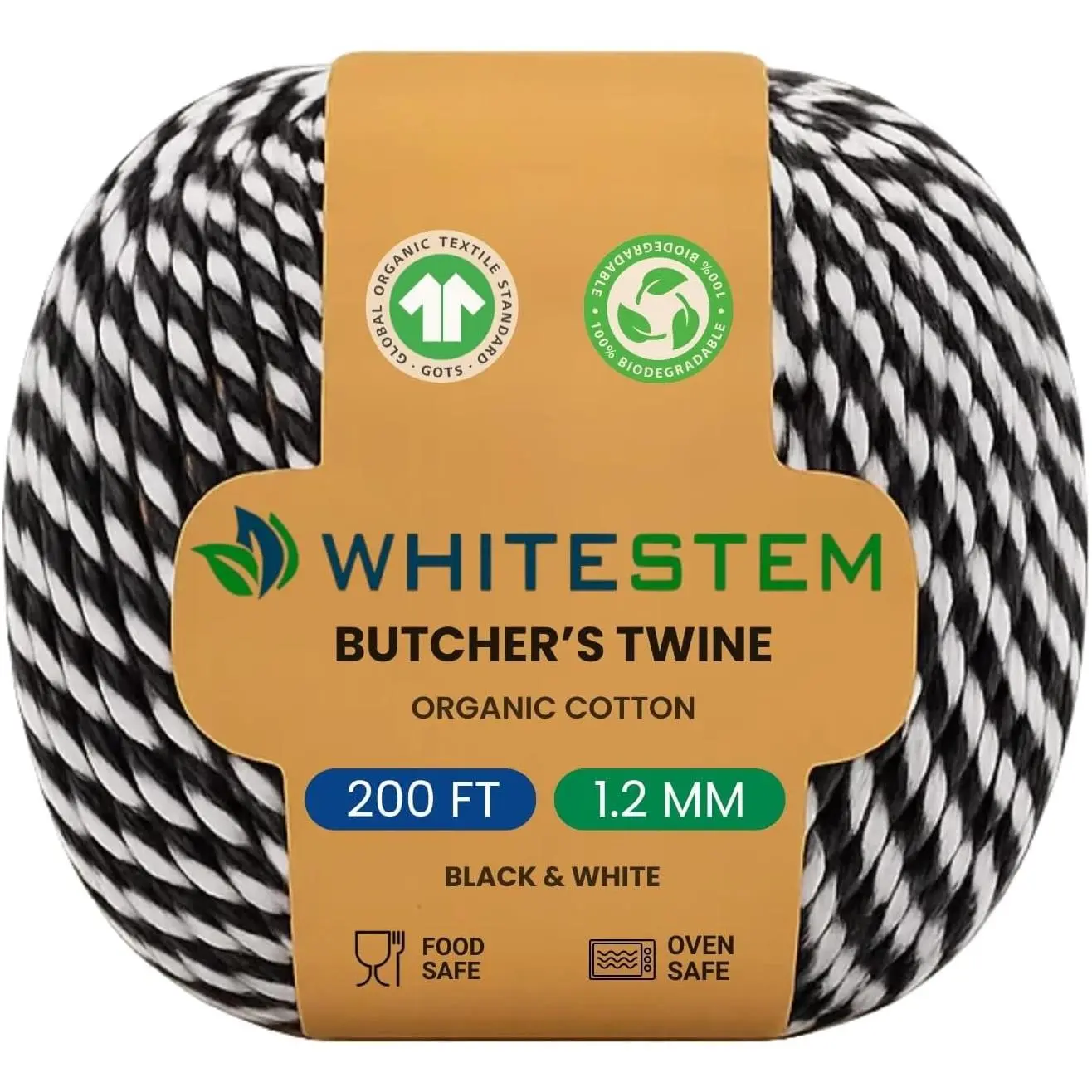 Black & White Cotton Twine – 200 ft Durable Craft String for Baking, Butcher Use, Gift Wrapping, DIY Projects, Holiday Decorations & Packaging