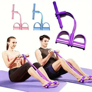 6 tubes, multi-function pedal resistance band trainer - portable fitness foot pedal home gym, full body exercise machine, can perform sit-ups, yoga, abdominal training and other exercises