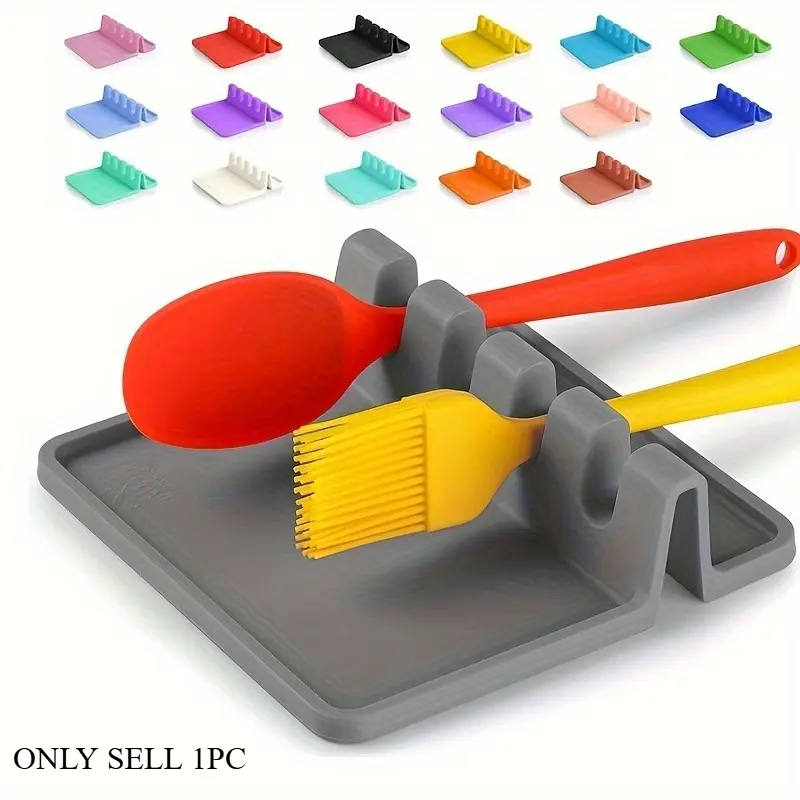 1pc Silicone Tableware Drying Rack, Kitchen Spoon Holders Fork Spatula Rack Shelf Organizer, Plastic Spoon Rest, Chopsticks Holder, Non-Slip Spoons Pad, Kitchen Utensils, Kitchen Accessories, Kitchenware, Home
