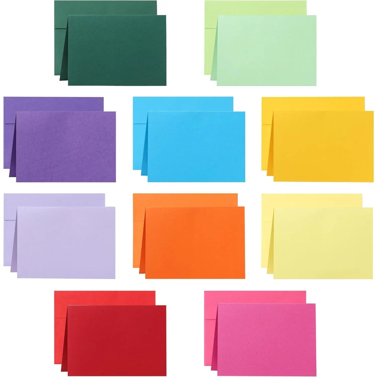 100 Packs of 10 Assorted Colors Blank Cards & Envelopes - 4.25 x 5.5 Inch Heavyweight Folded Cardstock with Self-Seal A2 Envelopes for Invitations, Weddings, DIY Greeting Cards, Thank You CardsGift