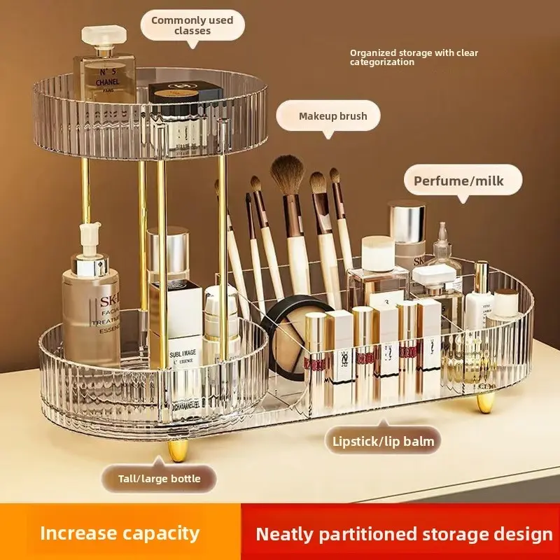 Cosmetics storage box, rotating dust-proof makeup brush storage cylinder, dresser, desktop pen holder, lipstick, eyeshadow rack.