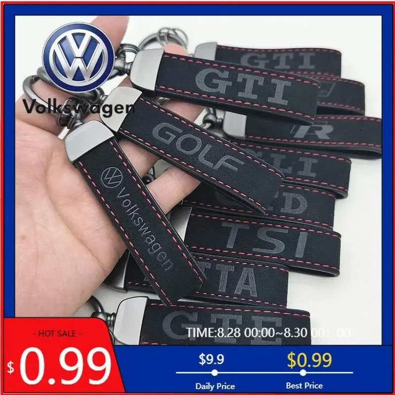 VW 2026 Hot 2025 Suede Leather Logo Car Keychain For Volkswagen VW Golf GTI R Line GLI GTD GTE JETTA TDI TSI Keyring Key Chain A
