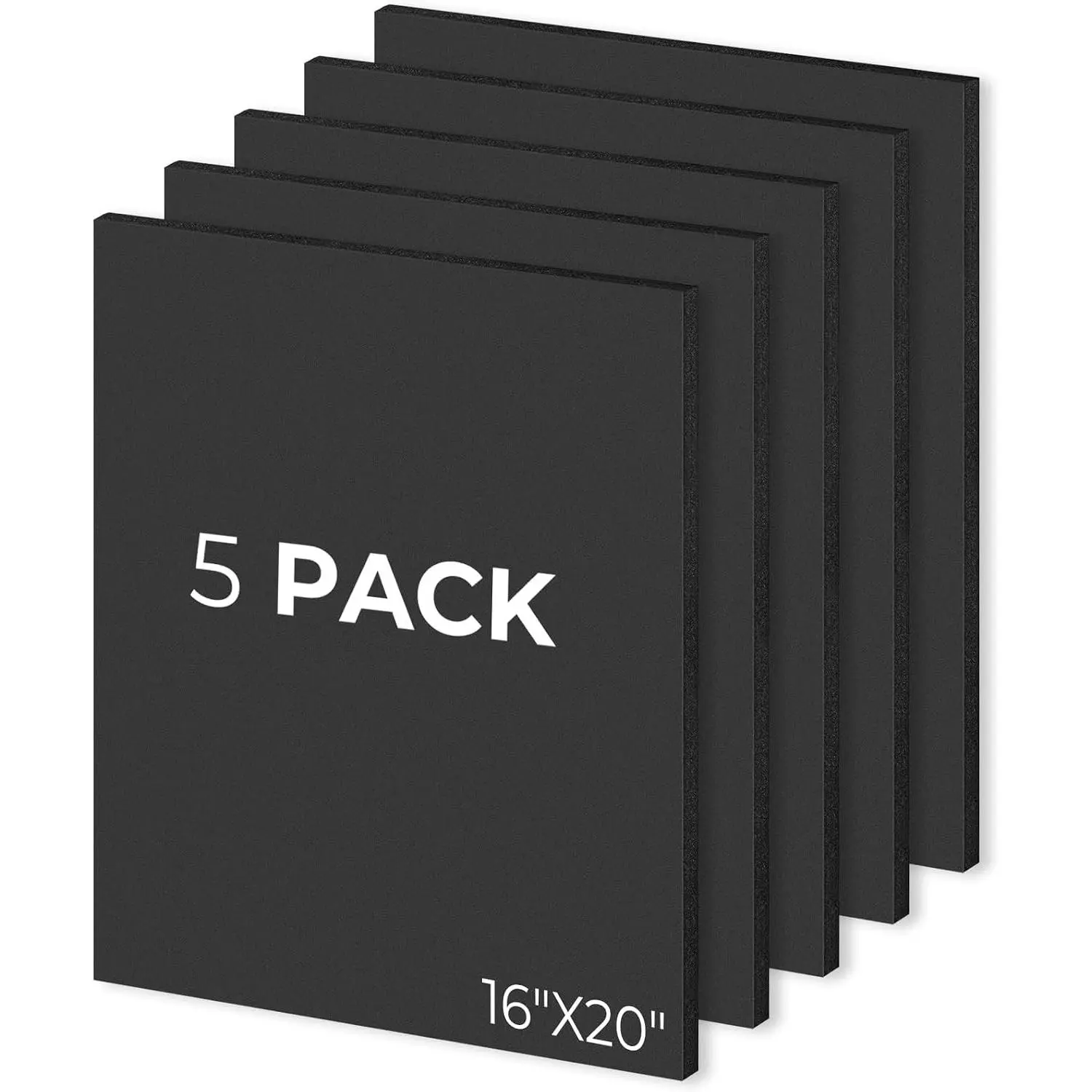 16x20 Black Foam Boards 5 Pack, 3/16" Thick Acid-Free Foam Core Board, Rigid Polystyrene, Anti-Buckling for Mounting, Crafts, Display, Presentation & Projects