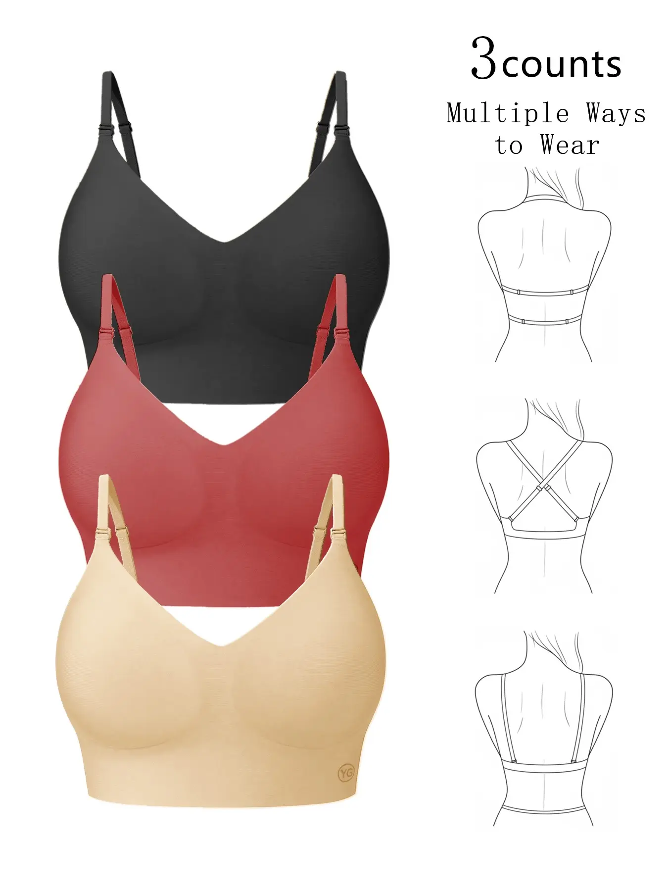Women's Seamless Backless Bra, Wire-Free Push-Up Bra, Adjustable Straps, Elegant Lined Bralette, Ideal for Weddings and Parties
