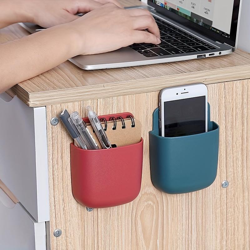 Handy, Versatile Wall-Mounted Storage Organizer - Adhesive Plastic Box for Phones, Remote Controls & More - Perfect for Home Organization, Storage Racks, Cell Phone Holder