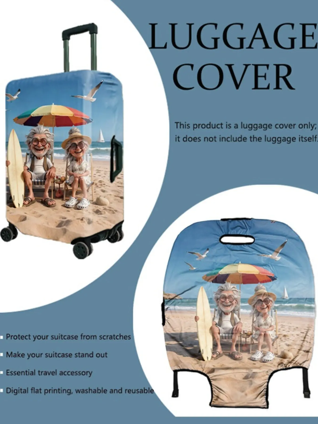 1pcs Luggage Protective Cover, All over Print Design, Suitable for 20-28 Inch Suitcases, Thick High-Quality Fabric, Essential Travel Accessory, Luggage Accessories