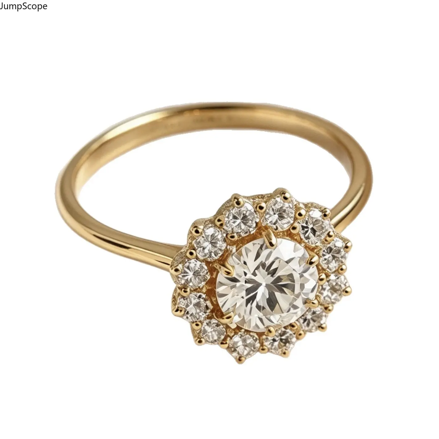 Anti-Tarnish Dual Finish Plated Alloy Halo Ring, Independent Secure Prong Setting Comfort Slim Shank Anti-Snag Sparkling Bridal Inspired Finger Jewelry