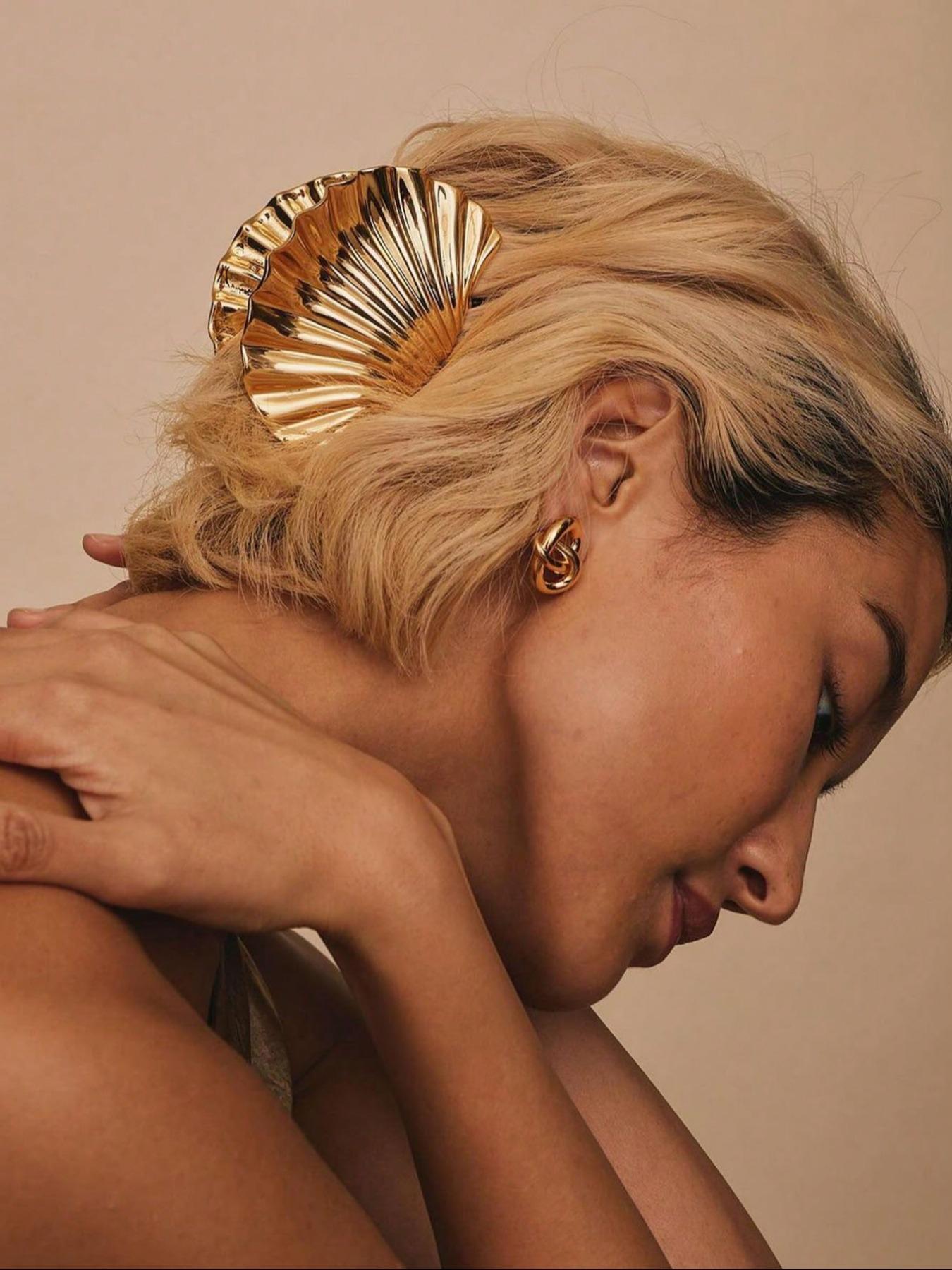 Creative Shell Design Wavy Claw Hair Claws, Elegant Hair Accessories for Women & Girls, Fashion Hair Accessories for Party, Daily Clothing Decor