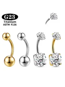 1PC Titanium Belly Button Belly Piercing Body Jewelry Round CZ Internally Threaded Navel Rings Belly Bars8mm 10mm 12mm