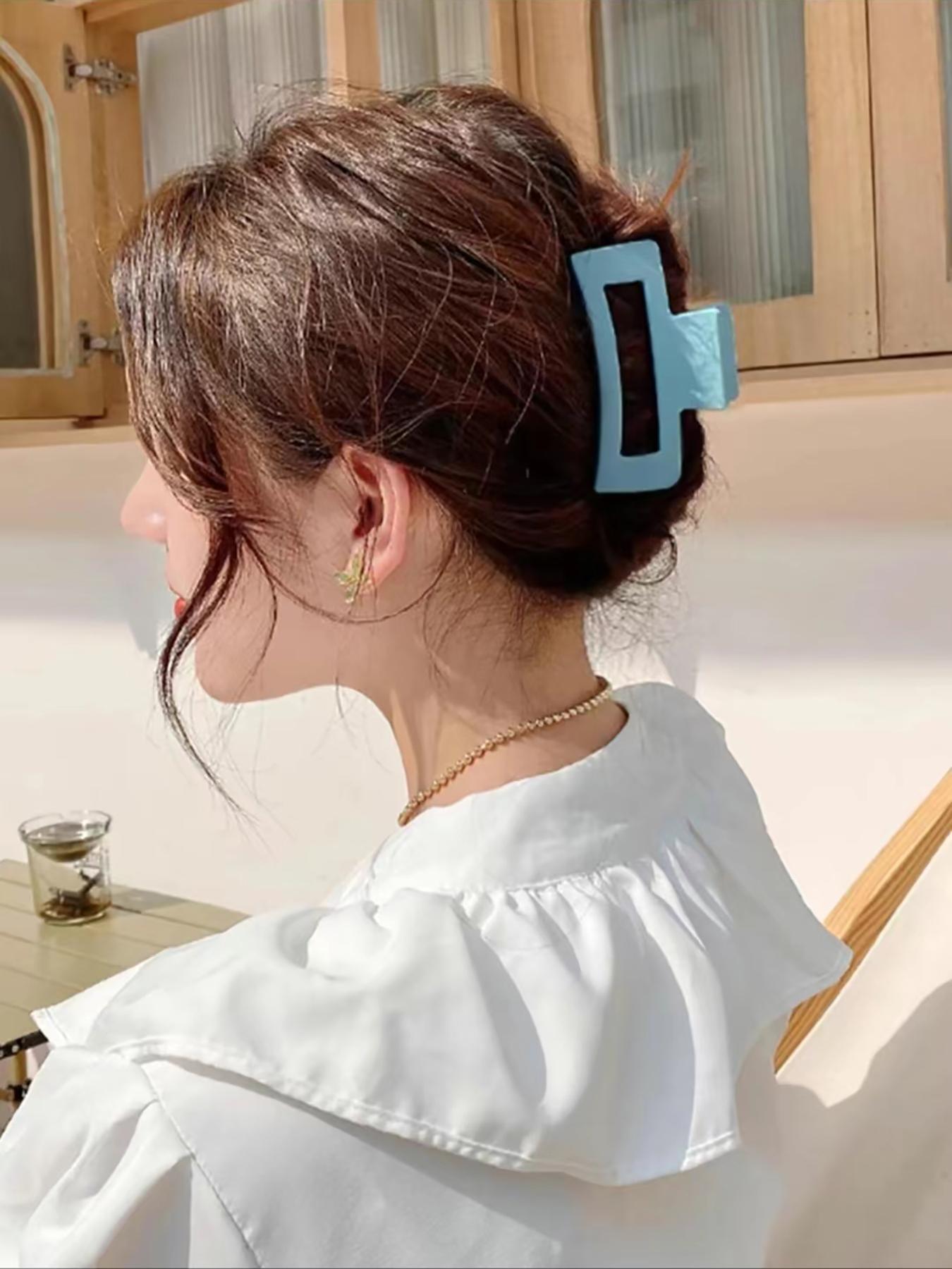 Plain Color & Cute Flower Pattern Hair Claws Set, 3 Counts Medium Size, Fashionable Hair Accessories for Women & Girls, Casual Versatile Hair Accessories for Daily Wear