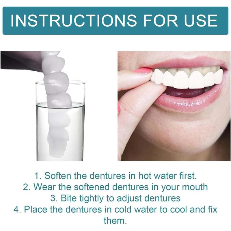 Veenora Clip on Veneers, Minceetbien Dentures, Snap On Veneers Silicone Kit for Both Upper and Lower, Silicone Reline Denture Set (2Set)