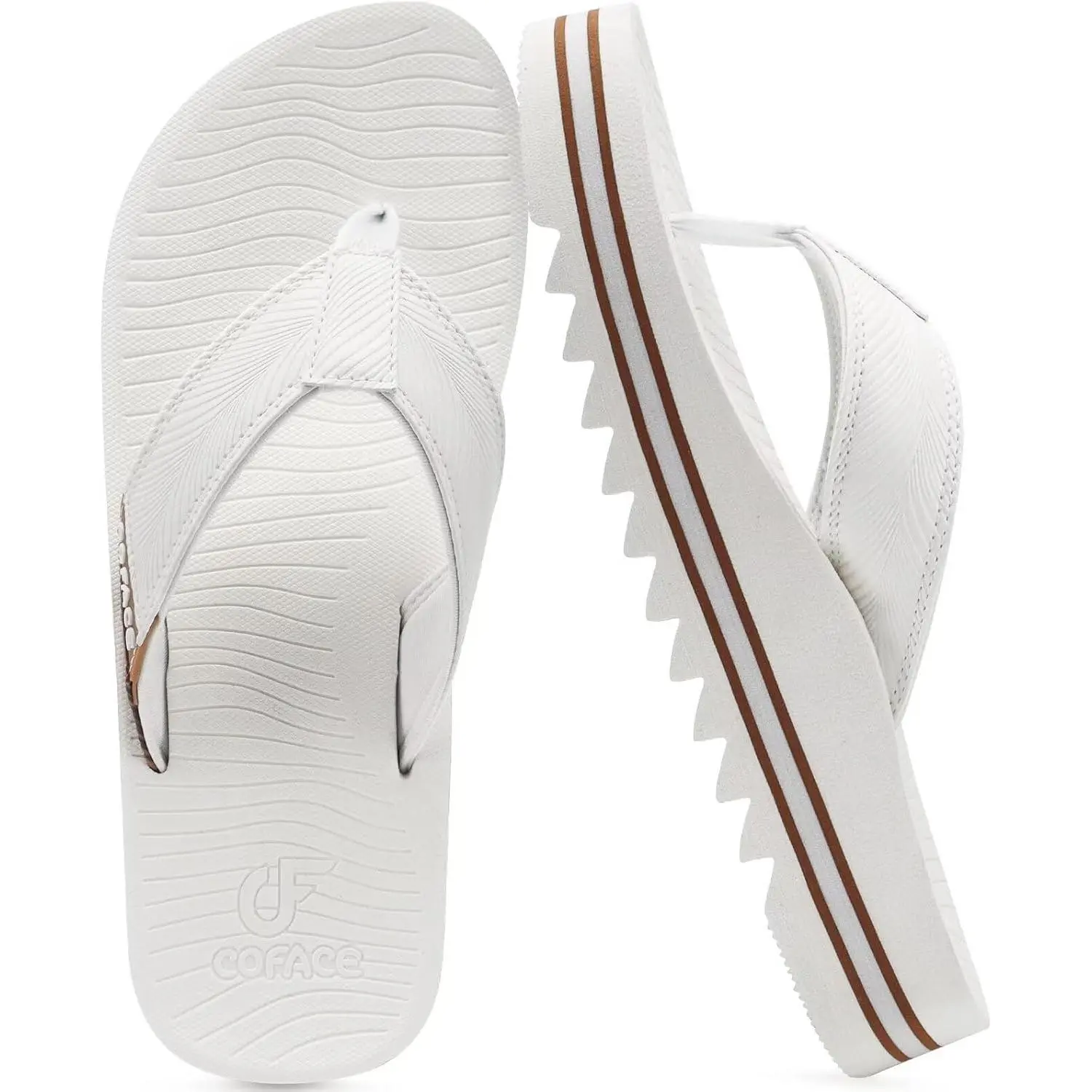 Men's Leather Arch Support Flip Flops - Yoga Mat Cushion, Thick Recovery Footwear, Lightweight Slip-On Walking Shoes for Boys, Summer Beach Thong Slippers (Gift)
