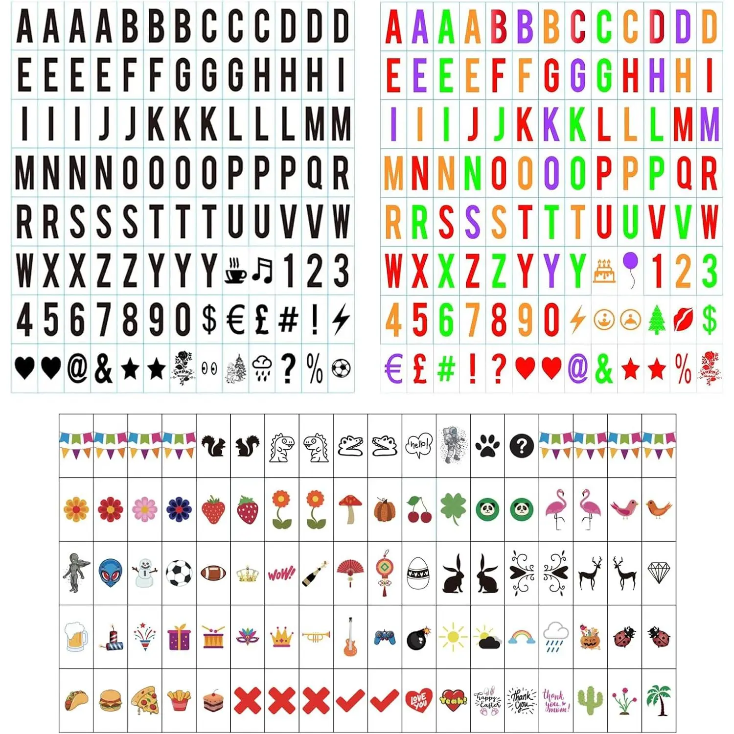 Premium Cinematic Lightbox 293-Piece Letter Set New Edition A4 Plastic Lightbox Letters Symbols for Festive Parties Weddings Christmas Decor