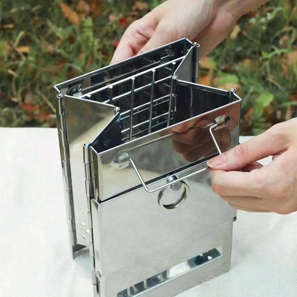 Outdoor Folding Wood Stove, Mini Stainless Steel Oven, BBQ Camping Picnic Folding Charcoal Stove, Outdoor Heating Barbecue Grill
