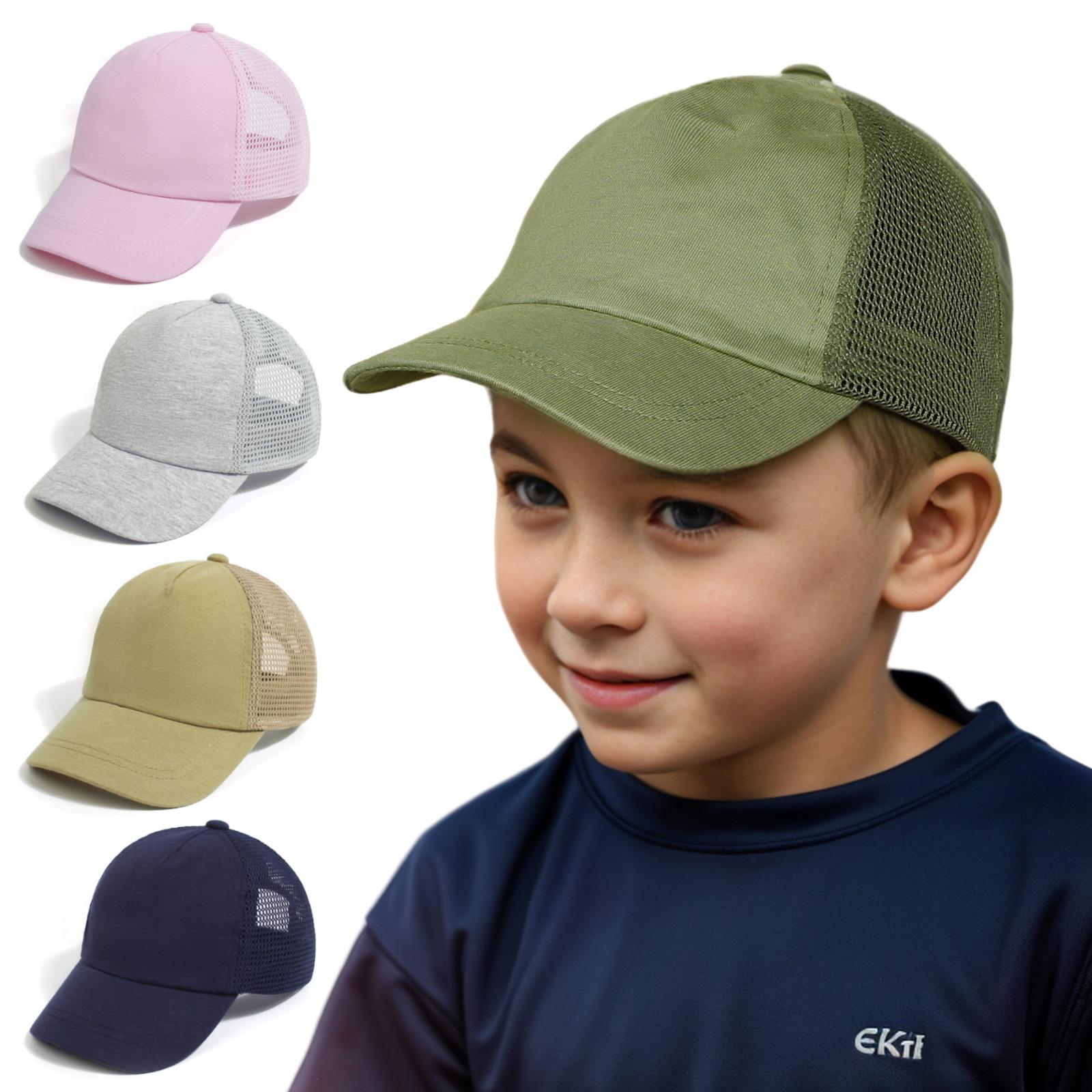 Children's 2026 Summer Baseball Cap - Solid Color Sunscreen Mesh Peaked Hat for Boys and Girls