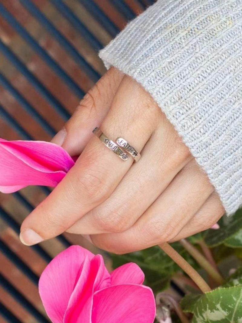 Elegant Letter Decor Cuff Ring, Alphabet Design Ring, Fashion Accessories for Both Men & Women, Casual Jewelry for Party, Daily Clothing Decor, Trendy All-match & Exquisite Jewelry for Birthday Gift