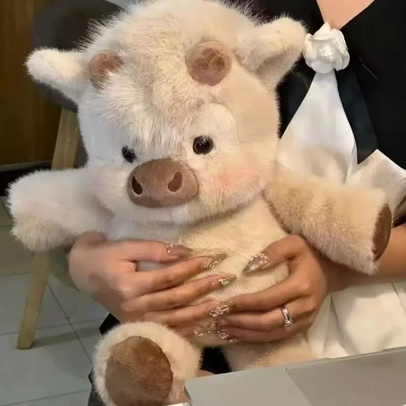 17-Inch Running Cow Plush Toy, Highland Cow Shape Plush Animal Doll, Cute Birthday Gift, Soft and Cozy Stuffed Friend, Soft Huggable, Stuffed Animal Gifts