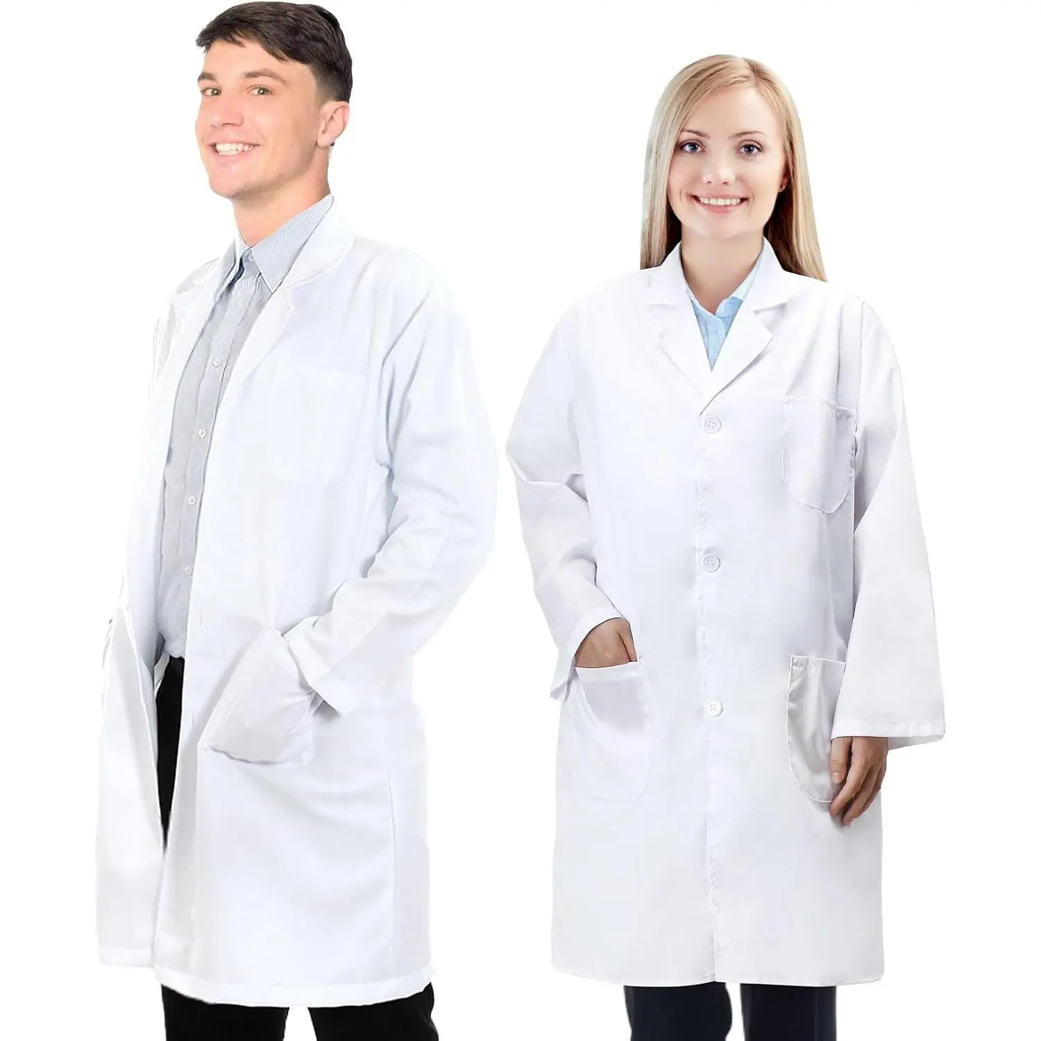 Lab Coat for Men and Women - White Long Sleeve Unisex Adult Doctor Costume Science Chemistry Lab Coat, Professional Medical Uniform WorkwearGift