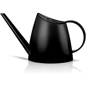 Small Indoor Watering Can for House Plants - Stylish Plastic Watering Pitcher with Long Spout for Potted Plants, Succulents, and Desk Gardens (Black)