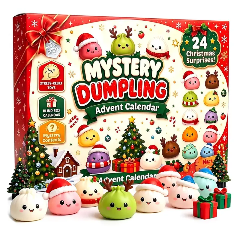 2026 Christmas Squishies Advent Calendar 24 Days Countdown Dumpling Squishy Stress Relief Fidget Mystery Surprise Gift Box Decor