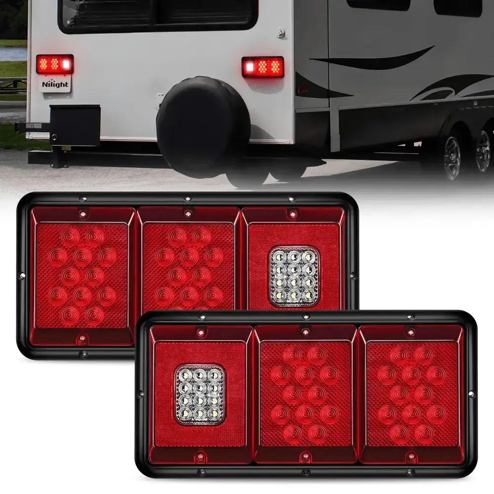 Nilight Rectangle Red LED Triple Tail Lights Nilight Rectangle Red LED Triple Tail Lights
