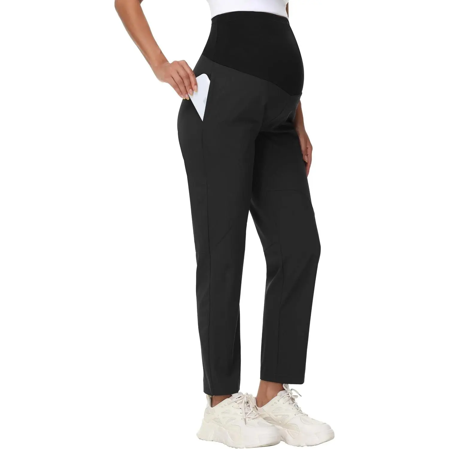 Women's Maternity Work Pants | 7/8 Ankle, Comfy Stretchy, Pregnancy Scrub Pants, Casual Workwear Scrubs