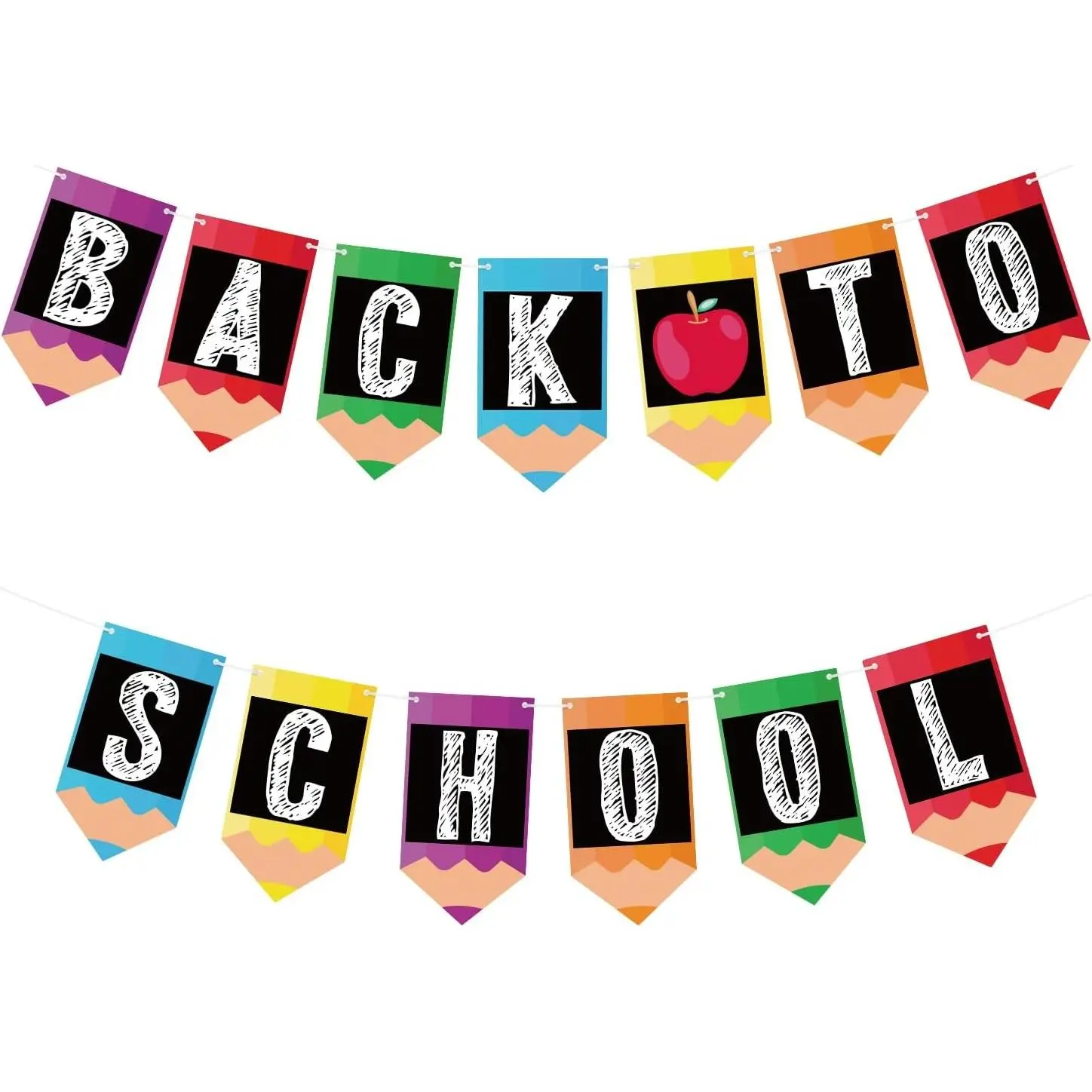 Back to School Banner Welcome Back to School Banner Apples Pencil Garland Photo Backdrop Decor First Day of School Sign for Student Teacher Classroom Kindergarten Preschool Party Decorations