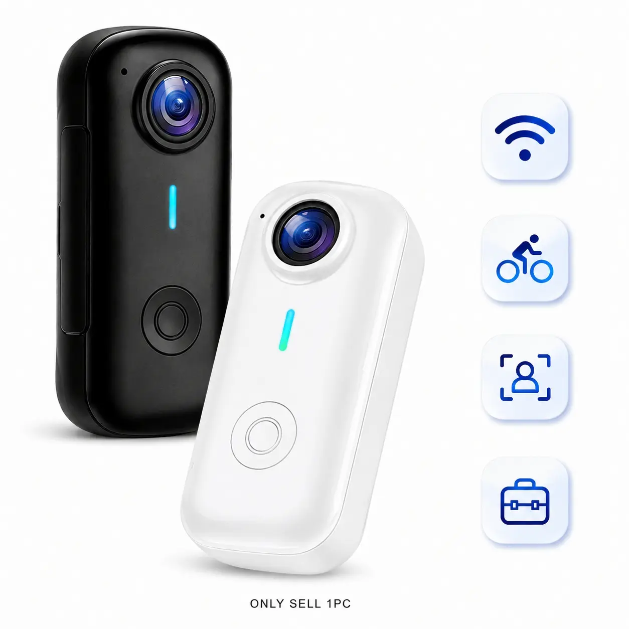 Mini Wearable Body Action Camera, 1080P HD Magnetic Clip-On WiFi Live View, Thumb Size, Hands Free Recording with Premium Portable Camcorder Mount Anywhere for Security, Work, Guard, Travel