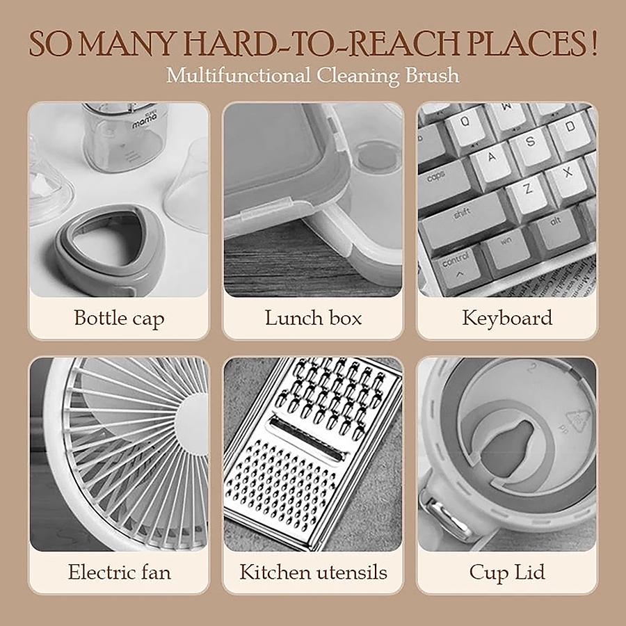 Multifunctional Keyboard Cleaning Brush Crevice Thermos Cup Lid Keyboard Bottle Mouth Brush Curved Handle Cleaning Brush