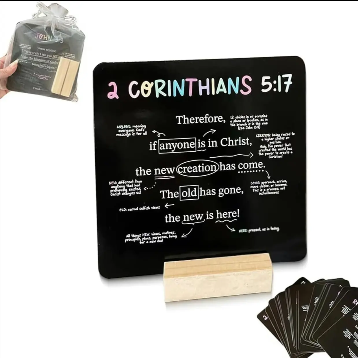 27 Scripture Quote Cards: A Mapped Bible Verse for Every Week of The Year, Bible Memory Verse Cards with Wood Stand, Teach Sunday School,Christian Bible Gifts