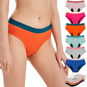 Teenagers' Color-Contrast Pure Cotton Menstrual Underwear, Leak-Proof Front and Back for Girls During Their Period