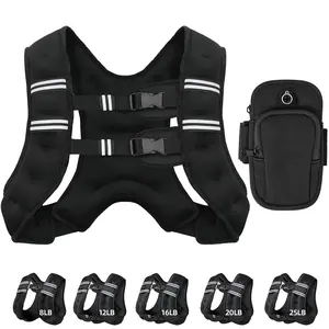 【DealsForYouDays】Adjustable Weighted Rucking Vest for Men & Women, 8lbs-25lbs Weight Range, with Detachable Phone Pouch for Walking, Training