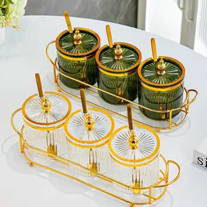 High-End Candy Box Living Room Home Use, 3-Tier Snack Storage Rack with Tray, Plastic Sealed Jar, Tea Table Afternoon Tea Dessert Plate Decor
