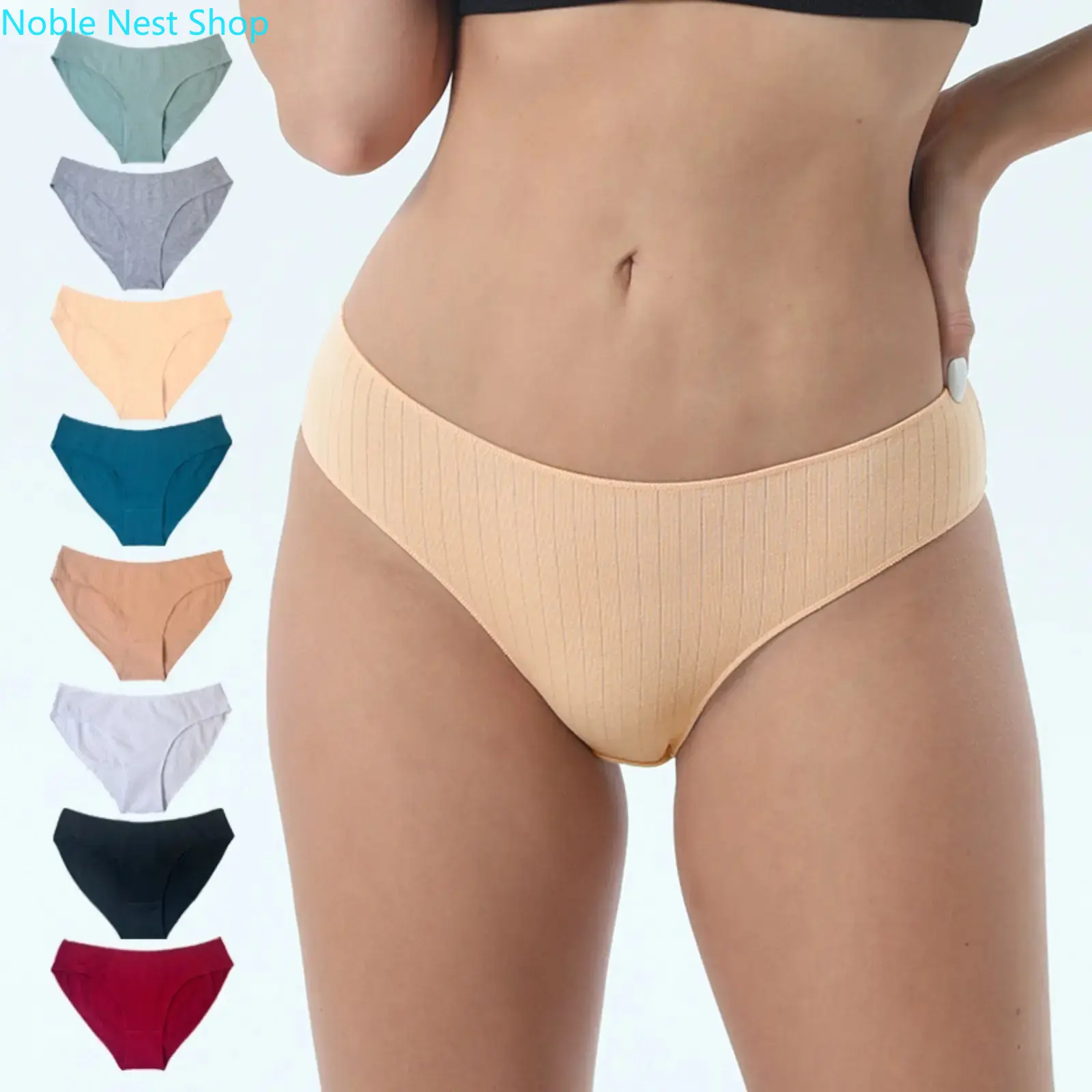 Women's 8PCS Low-Rise Cotton Seamless Panties - Basic, Minimalist Solid Underwear, Thin Breathable Summer No-Ride-Up Comfort Briefs for Daily Wear Intimates