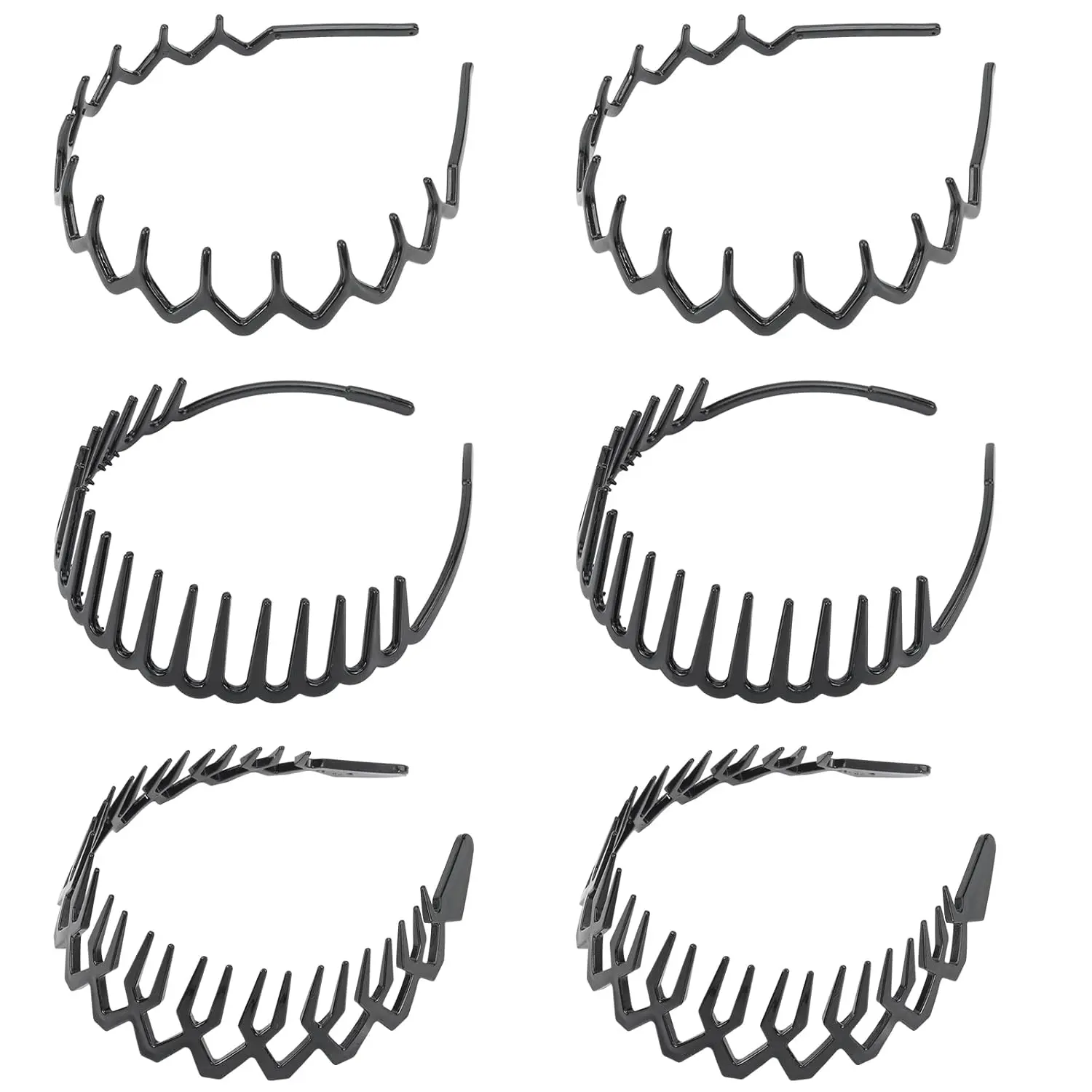 6 Pack Zig Zag   Black Hair Comb Headbands for Women Plastic Hair Bands Hair Hoop Hair Accessories for Women Girls