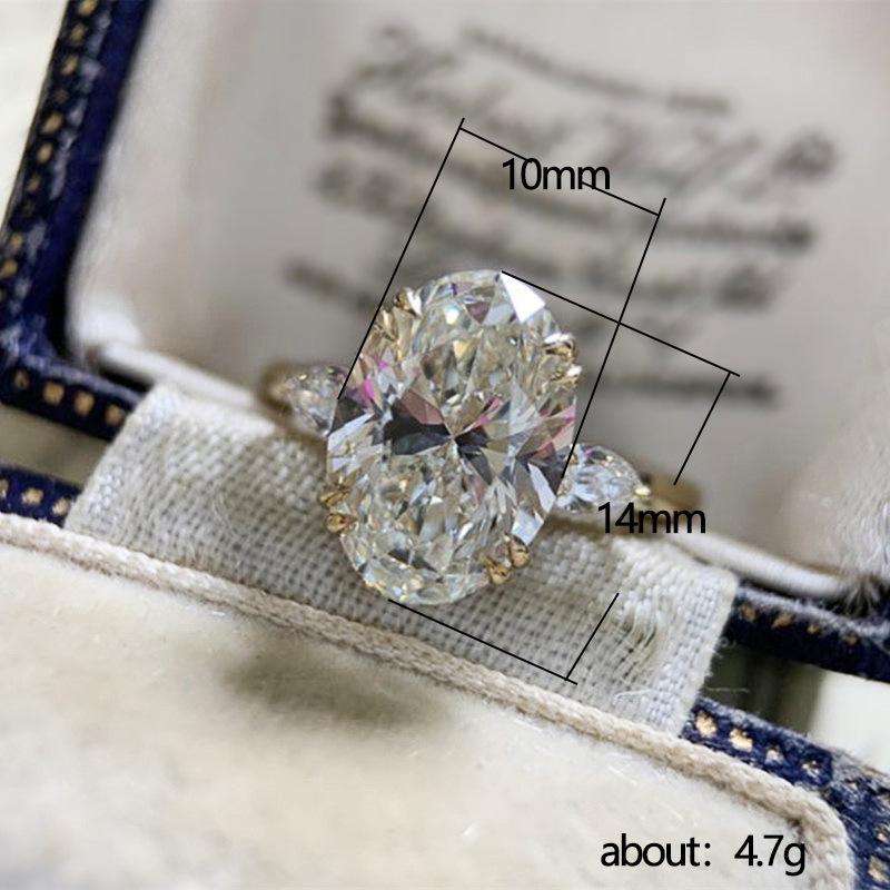10*14mm Oval Cut CZ Cocktail Ring for Women | Huge Stone Solitaire Engagement Statement Band