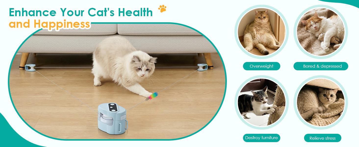 Interactive Cat Toy for Indoor Cats,Electric Remote Control Cat Chaser,Auto/Manual Control DIY Cat Feather Toy Treadmill for Kitten Puppy,Automatic Exercise & Mental Stimulation Cat Toys (Light Blue)