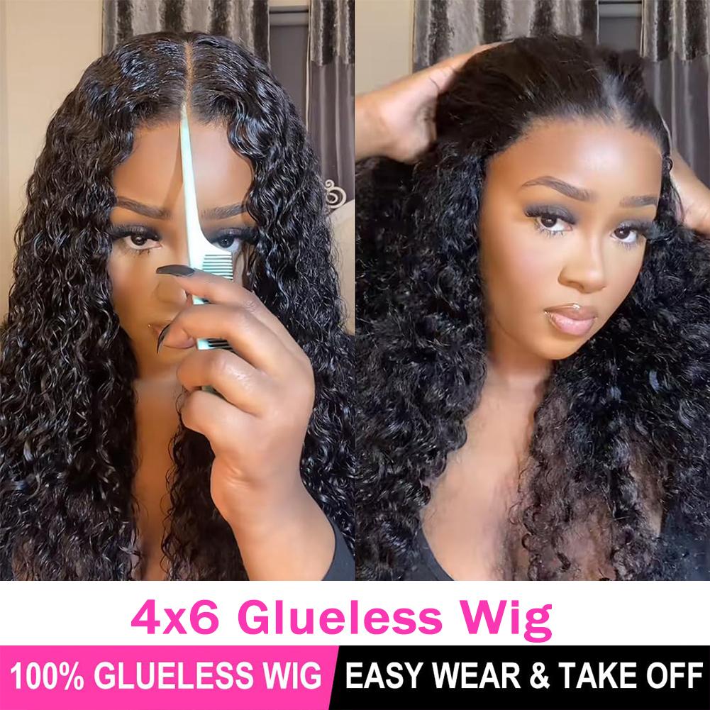 Bling Hair Wigs Deep Wave Glueless Ready to Wear 6x4 5x5 7x5 9x6 Lace Closure Wigs Human Hair Curly Water Wave Pre Cut Transparent Lace Wig For Women Pre Plucked Natural Hairline TikTokShopHolidayHaul