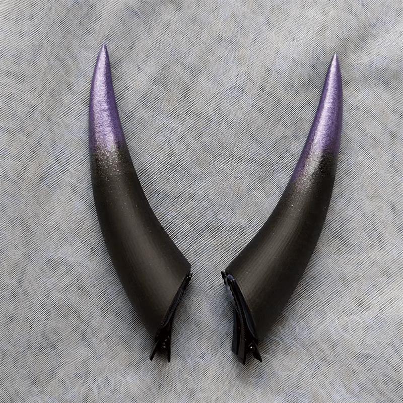 10/14/18cm Gradient Halloween Devil Horns Cosplay Horns Head Clip Headwear Cool Dark Gothic Hairwear Cosplay Props Accessories