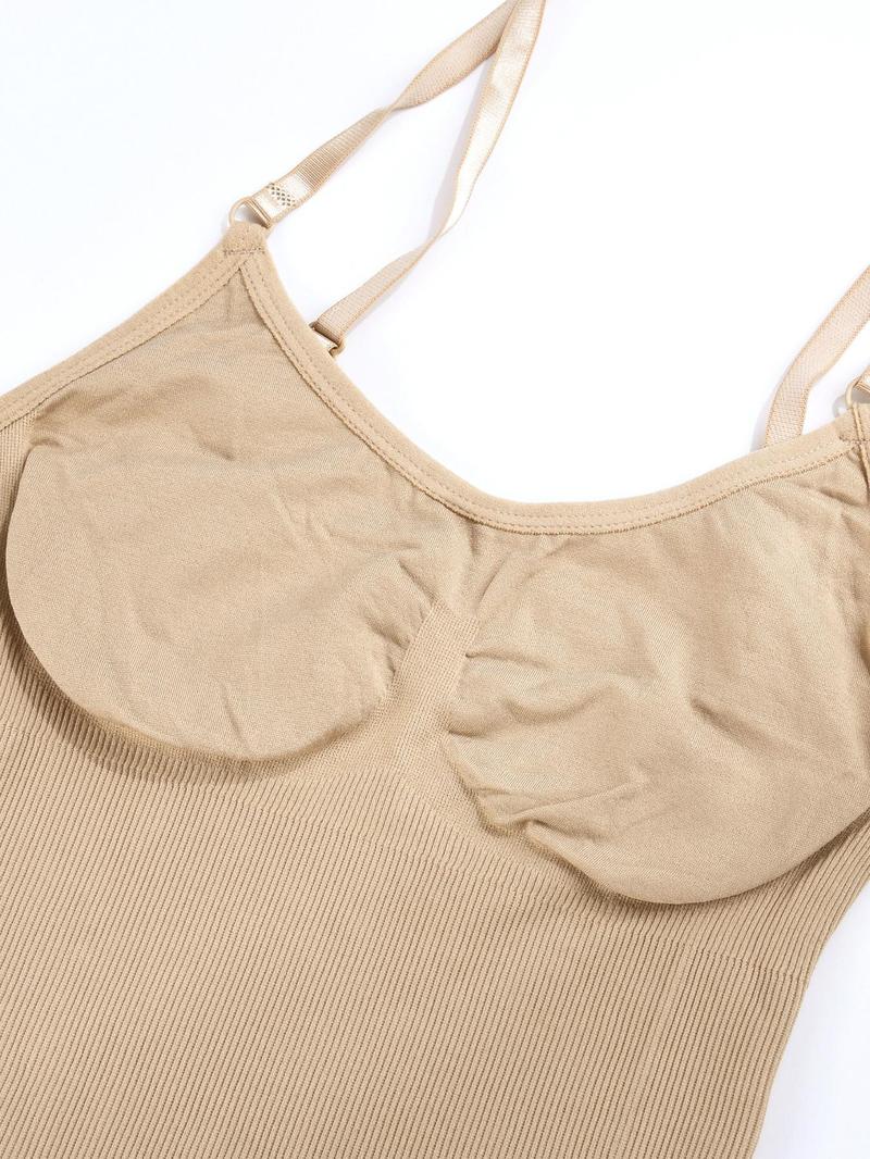 Women's Solid Backless Shapewear Cami Bodysuit, Seamless Tummy Control Shaper, Shapewear Tummy Control Fajas Para Mujer, Highwaist Girdle, Ladies Summer Shapewear Clothes